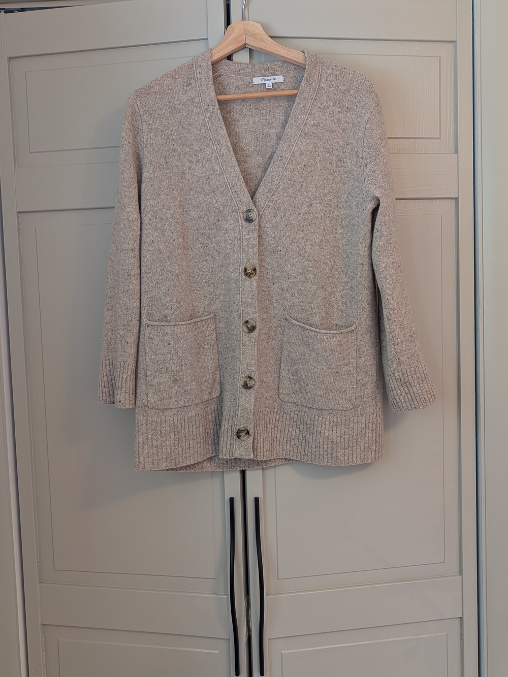Madewell Light Beige Speckled Long Cardigan